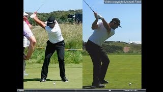 Jon Rahm golf swing  Long Iron faceon amp downtheline July 2017 [upl. by Aneerbas]