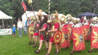 Roman Reenactment at the Amphitheatre in Caerleon Marching In [upl. by Ashlan428]