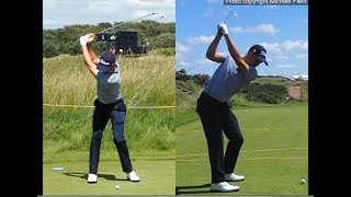 Justin Thomas golf swing  Long Iron faceon amp downtheline July 2017 [upl. by Hoseia]