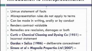 Misrepresentation Lecture 1 of 4 [upl. by Dickey351]